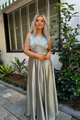 Pandora Multiway Gown - Sage Satin