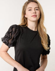 Textured Sleeve Mini Dress