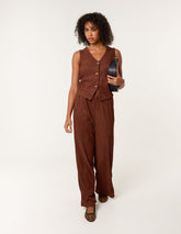 Crinkle Elasticated Waist Wide Leg Trousers