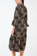 High Neck Tie Back Midi Dress