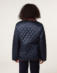 Diamond Quilted Cord Collar Coat