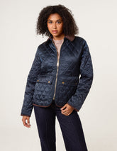 Diamond Quilted Cord Collar Coat