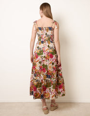 Bold Print Shirred Waist Dress