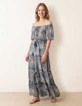 Tie Front Bardot Maxi Dress