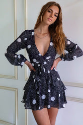 Dawn Mini Dress - Black Spots