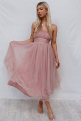 Maria Tulle Midi Dress - Blush Pink