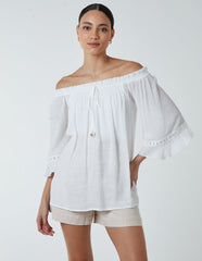 Bardot Tie Front Top