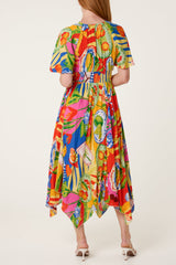 Shirred Waist Hanky Hem Dress