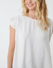 Button Back Frill Shoulder Top