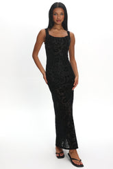 Casablanca Nights Tied Back Maxi Dress Flocked Floral
