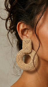Reyna Straw Earrings - Camel