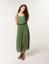Plain Puff Ball Midi Dress