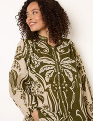 Tropical Metallic Oversized Shirt