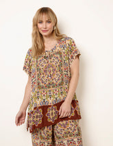 Paisley Print Embellished Tie Front Top