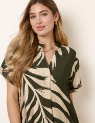 Palm Print Tunic Top