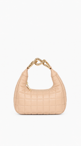 Lux Quilted Faux Leather Hobo Bag - Nude