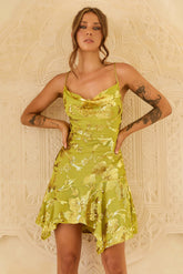 Sandcastle Sequin Mini Dress - Lime