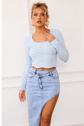 The Sea And I Knit Top - Pale Blue
