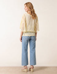 Floral Lace Butterfly Sleeve Blouse