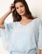 Sun Flower Lace Sleeve Blouse