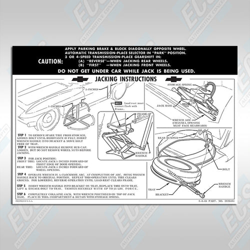 1963-70 GM: Jack Instruction Decal (Multiple Options!)