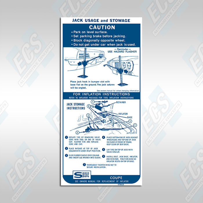 1963-70 GM: Jack Instruction Decal (Multiple Options!)