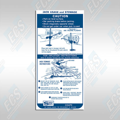 1963-70 GM: Jack Instruction Decal (Multiple Options!)