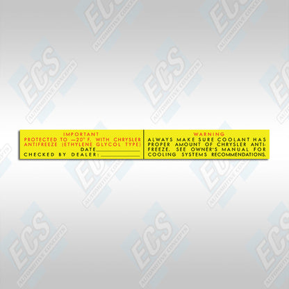 1964-73 Mopar Radiator/Coolant Decal (Multiple Options!)