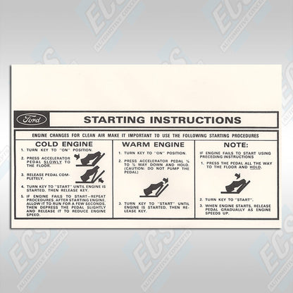 1964-73 Mustang: Visor Starting Instructions Sleeve (Multiple Options!)