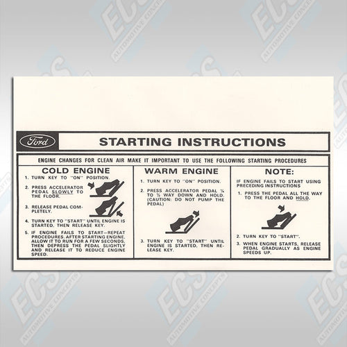 1964-73 Mustang: Visor Starting Instructions Sleeve (Multiple Options!)