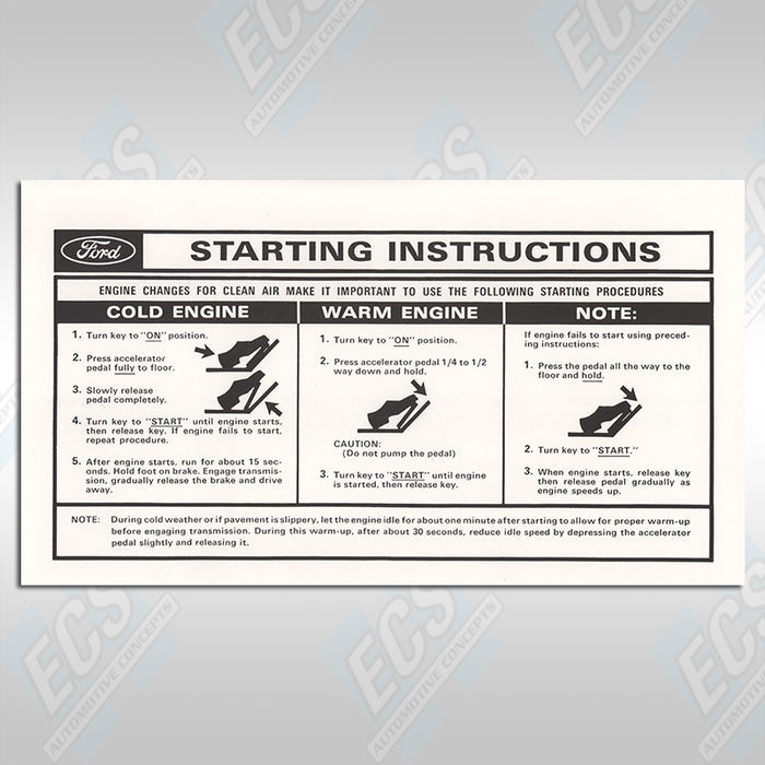 1964-73 Mustang: Visor Starting Instructions Sleeve (Multiple Options!)