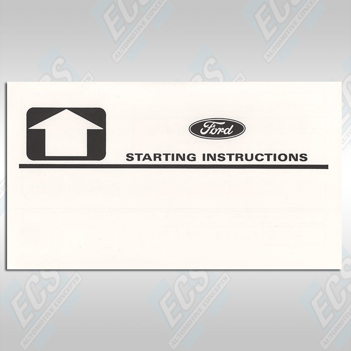 1964-73 Mustang: Visor Starting Instructions Sleeve (Multiple Options!)