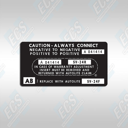 1966-71 Ford: Battery ID / Warranty Decal (Multiple Options!)