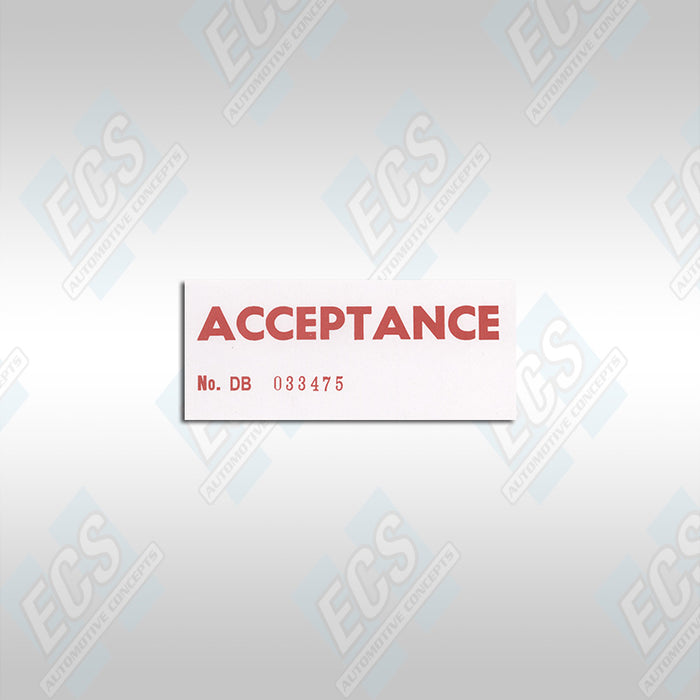 1967-70 Mustang: Final Acceptance Decal (Multiple Options!)