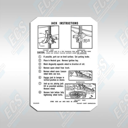 1967-74 Mopar: Jacking Instruction Decal (Multiple Options!)