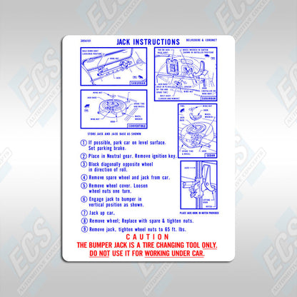 1967-74 Mopar: Jacking Instruction Decal (Multiple Options!)