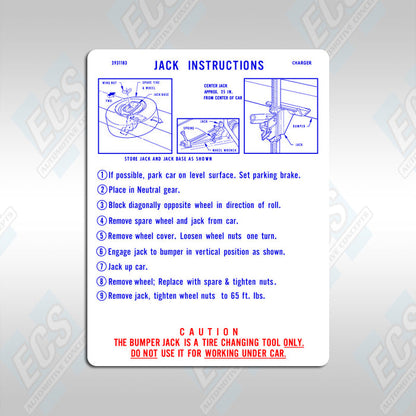 1967-74 Mopar: Jacking Instruction Decal (Multiple Options!)