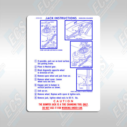 1967-74 Mopar: Jacking Instruction Decal (Multiple Options!)