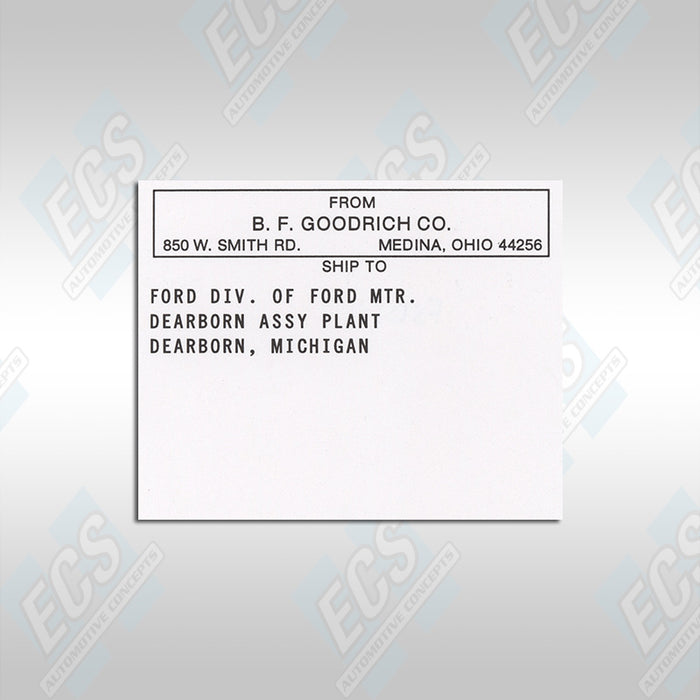 1968-71 Ford: Space Saver Delivery Decal