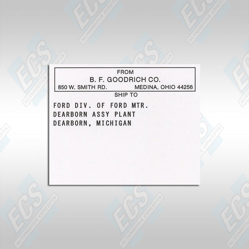 1968-71 Ford: Space Saver Delivery Decal