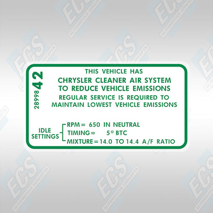1968-71 Mopar: Emissions Decal (Multiple Options!)