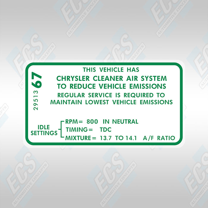1968-71 Mopar: Emissions Decal (Multiple Options!)