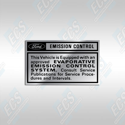 1969-70: California Only 8 Cylinder Mustangs w/ Evaporative Emissions Control System (use with the main emissions decal)