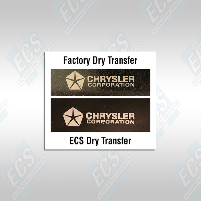 1968-74 Mopar: Factory Exact VIN Plate Dry Transfer