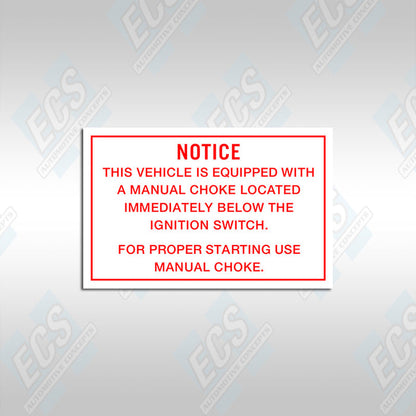 1969-70 Boss 429 Mustang: Choke Instruction Decal