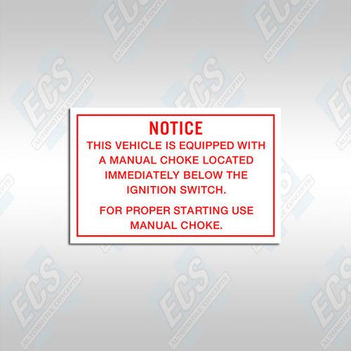 1969-70 Boss 429 Mustang: Choke Instruction Decal