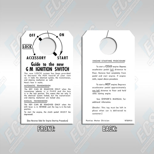 1969 Pontiac: Ignition Switch Card