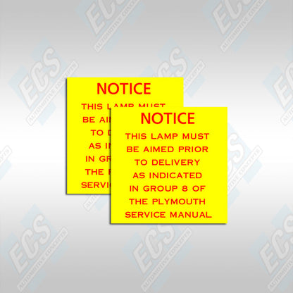 1970-71 Mopar E-Body Cuda: Fog Light Notice Decal