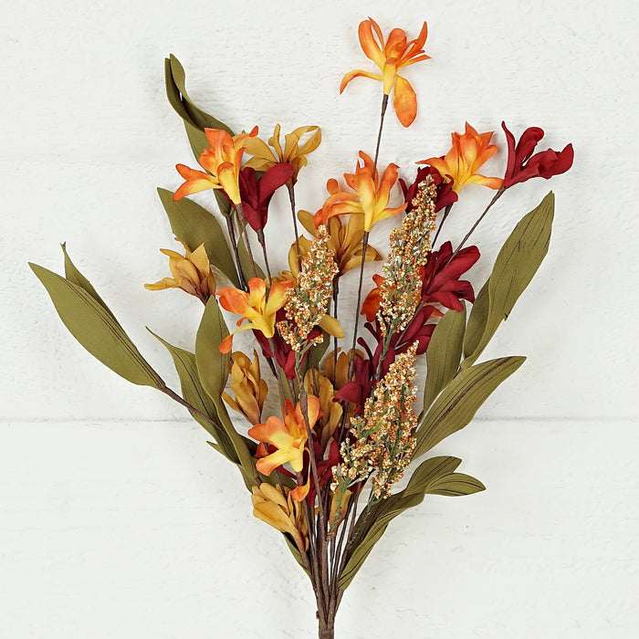 31635-16in Bush-Orange Burgundy Wildflowers