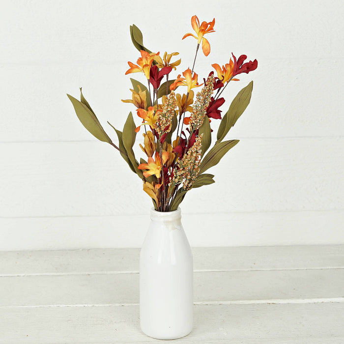 31635-16in Bush-Orange Burgundy Wildflowers
